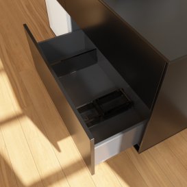 Тумба под раковину Villeroy & Boch Finion 120х50,1 см с подсветкой МДФ черный матовый лак/стекло черное матовое G822GFPD