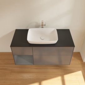 Тумба под раковину Villeroy & Boch Finion 120х50,1 см с подсветкой МДФ антрацит матовый лак/стекло черное матовое G822GKGK