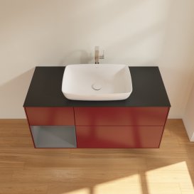 Тумба под раковину Villeroy & Boch Finion 120х50,1 см с подсветкой МДФ пион матовый лак/стекло черное матовое G822GKHB