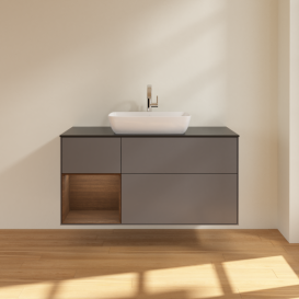 Тумба під раковину Villeroy & Boch Finion 120х50,1 см із підсвічуванням МДФ антрацит матовий лак/скло чорне матове G822GNGK