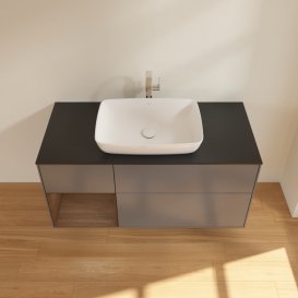 Тумба під раковину Villeroy & Boch Finion 120х50,1 см із підсвічуванням МДФ антрацит матовий лак/скло чорне матове G822GNGK