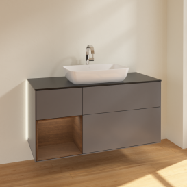 Тумба під раковину Villeroy & Boch Finion 120х50,1 см із підсвічуванням МДФ антрацит матовий лак/скло чорне матове G822GNGK