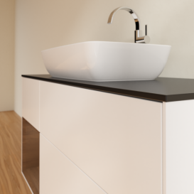 Тумба под раковину Villeroy & Boch Finion 120х50,1 см с подсветкой МДФ белый матовый лак/стекло черное матовое G822GNMT