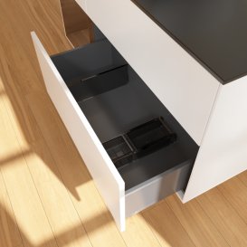 Тумба под раковину Villeroy & Boch Finion 120х50,1 см с подсветкой МДФ белый матовый лак/стекло черное матовое G822GNMT