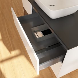 Тумба під раковину Villeroy & Boch Finion 120х50,1 см із підсвічуванням МДФ білий матовий лак/скло чорне матове G822GNMT