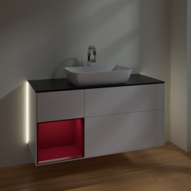 Тумба під раковину Villeroy & Boch Finion 120х50,1 см із підсвічуванням МДФ білий матовий лак/скло чорне матове G822HBMT