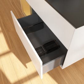 Тумба під раковину Villeroy & Boch Finion 120х50,1 см із підсвічуванням МДФ білий матовий лак/скло чорне матове G822HFMT