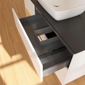 Тумба під раковину Villeroy & Boch Finion 120х50,1 см із підсвічуванням МДФ білий матовий лак/скло чорне матове G822HFMT