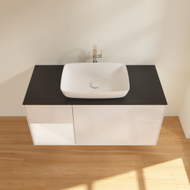 Тумба під раковину Villeroy & Boch Finion 120х50,1 см із підсвічуванням МДФ білий глянцевий лак/скло чорне матове G822MTGF