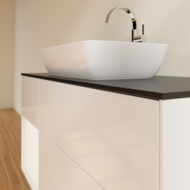 Тумба під раковину Villeroy & Boch Finion 120х50,1 см із підсвічуванням МДФ білий глянцевий лак/скло чорне матове G822MTGF