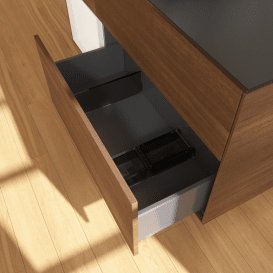 Тумба під раковину Villeroy & Boch Finion 120х50,1 см із підсвічуванням МДФ шпон волоського горіха/скло чорне матове G822MTGN