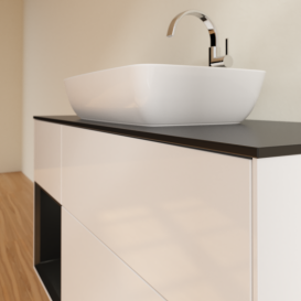 Тумба під раковину Villeroy & Boch Finion 120х50,1 см із підсвічуванням МДФ білий глянцевий лак/скло чорне матове G822PDGF