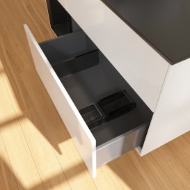 Тумба під раковину Villeroy & Boch Finion 120х50,1 см із підсвічуванням МДФ білий глянцевий лак/скло чорне матове G822PDGF