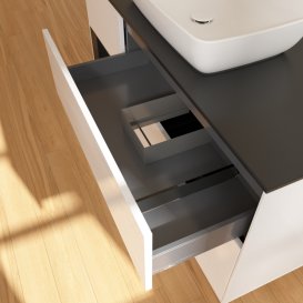 Тумба під раковину Villeroy & Boch Finion 120х50,1 см із підсвічуванням МДФ білий глянцевий лак/скло чорне матове G822PDGF