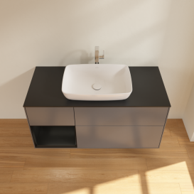 Тумба под раковину Villeroy & Boch Finion 120х50,1 см с подсветкой МДФ антрацит матовый лак/стекло черное матовое G822PDGK