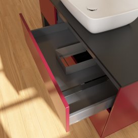 Тумба під раковину Villeroy & Boch Finion 120х50,1 см із підсвічуванням МДФ півонія матовий лак/скло чорне матове G822PDHB