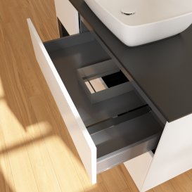 Тумба под раковину Villeroy & Boch Finion 120х50,1 см с подсветкой МДФ белый матовый лак/стекло черное матовое G822PDMT