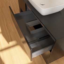 Тумба под раковину Villeroy & Boch Finion 120х50,1 см с подсветкой МДФ черный матовый лак/стекло черное матовое G822PDPD