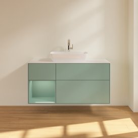 Тумба под раковину Villeroy & Boch Finion 120х50,1 см с подсветкой МДФ оливковый матовый лак/стекло белое матовое G821GMGM