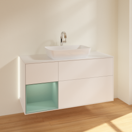 Тумба под раковину Villeroy & Boch Finion 120х50,1 см с подсветкой МДФ белый матовый лак/стекло белое матовое G821GMMT