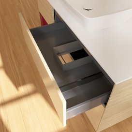 Тумба під раковину Villeroy & Boch Finion 120х50,1 см із підсвічуванням МДФ шпон дуба/скло біле матове G821HBPC