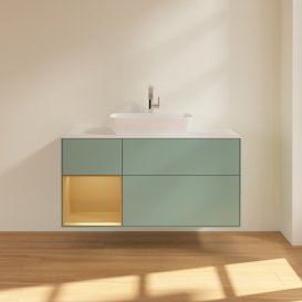 Тумба под раковину Villeroy & Boch Finion 120х50,1 см с подсветкой МДФ оливковый матовый лак/стекло белое матовое G821HFGM