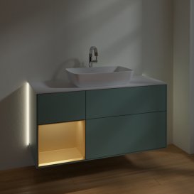 Тумба под раковину Villeroy & Boch Finion 120х50,1 см с подсветкой МДФ оливковый матовый лак/стекло белое матовое G821HFGM