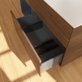 Тумба под раковину Villeroy & Boch Finion 120х50,1 см с подсветкой МДФ шпон грецкого ореха/стекло белое матовое G821HGGN