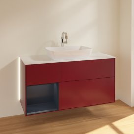 Тумба під раковину Villeroy & Boch Finion 120х50,1 см із підсвічуванням МДФ півонія матовий лак/скло біле матове G821HGHB