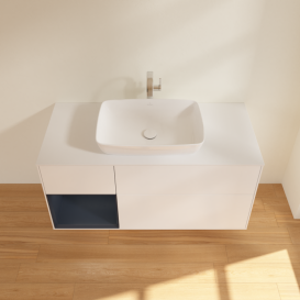 Тумба під раковину Villeroy & Boch Finion 120х50,1 см із підсвічуванням МДФ білий матовий лак/скло біле матове G821HGMT