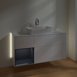 Тумба під раковину Villeroy & Boch Finion 120х50,1 см із підсвічуванням МДФ білий матовий лак/скло біле матове G821HGMT