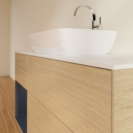 Тумба під раковину Villeroy & Boch Finion 120х50,1 см із підсвічуванням МДФ шпон дуба/скло біле матове G821HGPC