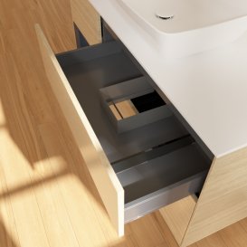 Тумба під раковину Villeroy & Boch Finion 120х50,1 см із підсвічуванням МДФ шпон дуба/скло біле матове G821HGPC