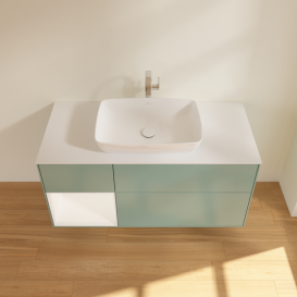 Тумба під раковину Villeroy & Boch Finion 120х50,1 см із підсвічуванням МДФ оливковий матовий лак/скло біле матове G821MTGM