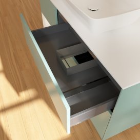 Тумба під раковину Villeroy & Boch Finion 120х50,1 см із підсвічуванням МДФ оливковий матовий лак/скло біле матове G821MTGM