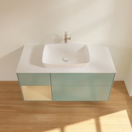 Тумба під раковину Villeroy & Boch Finion 120х50,1 см із підсвічуванням МДФ оливковий матовий лак/скло біле матове G821PCGM