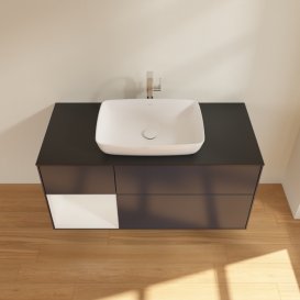 Тумба під раковину Villeroy & Boch Finion 120х50,1 см із підсвічуванням МДФ темно-синій матовий лак/скло чорне матове G822GFHG