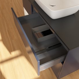 Тумба під раковину Villeroy & Boch Finion 120х50,1 см із підсвічуванням МДФ темно-синій матовий лак/скло чорне матове G822GFHG