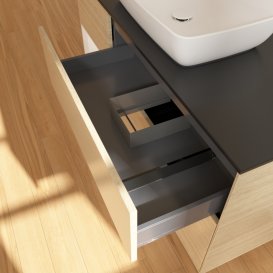 Тумба под раковину Villeroy & Boch Finion 120х50,1 см с подсветкой МДФ шпон дуба/стекло черное матовое G822GFPC