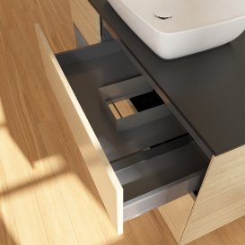 Тумба под раковину Villeroy & Boch Finion 120х50,1 см с подсветкой МДФ шпон дуба/стекло черное матовое G822GKPC