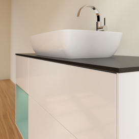 Тумба под раковину Villeroy & Boch Finion 120х50,1 см с подсветкой МДФ глянцевый белый лак/стекло черное матовое G822GMGF