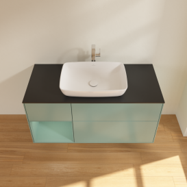 Тумба під раковину Villeroy & Boch Finion 120х50,1 см із підсвічуванням МДФ оливковий матовий лак/скло чорне матове G822GMGM