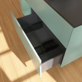 Тумба під раковину Villeroy & Boch Finion 120х50,1 см із підсвічуванням МДФ оливковий матовий лак/скло чорне матове G822GMGM