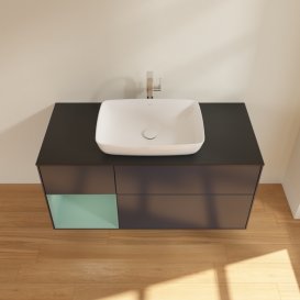 Тумба под раковину Villeroy & Boch Finion 120х50,1 см с подсветкой МДФ темно-синий матовый лак/стекло черное матовое G822GMHG