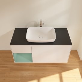 Тумба под раковину Villeroy & Boch Finion 120х50,1 см с подсветкой МДФ белый матовый лак/стекло черное матовое G822GMMT