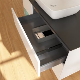 Тумба под раковину Villeroy & Boch Finion 120х50,1 см с подсветкой МДФ белый матовый лак/стекло черное матовое G822GMMT