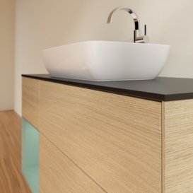 Тумба под раковину Villeroy & Boch Finion 120х50,1 см с подсветкой МДФ шпон дуба/стекло черное матовое G822GMPC