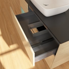 Тумба под раковину Villeroy & Boch Finion 120х50,1 см с подсветкой МДФ шпон дуба/стекло черное матовое G822GMPC