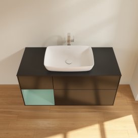 Тумба под раковину Villeroy & Boch Finion 120х50,1 см с подсветкой МДФ черный матовый лак/стекло черное матовое G822GMPD