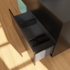 Тумба под раковину Villeroy & Boch Finion 120х50,1 см с подсветкой МДФ черный матовый лак/стекло черное матовое G822GMPD